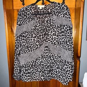Michael Kors semi sheer animal print plus‎ size blouse